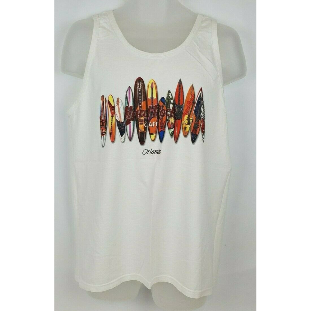 Vintage Hard Rock Cafe Orlando White Tank Top Graphic Size Medium Surfboards